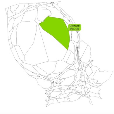 Thumbnail preview of Georgia map with counties sized by population